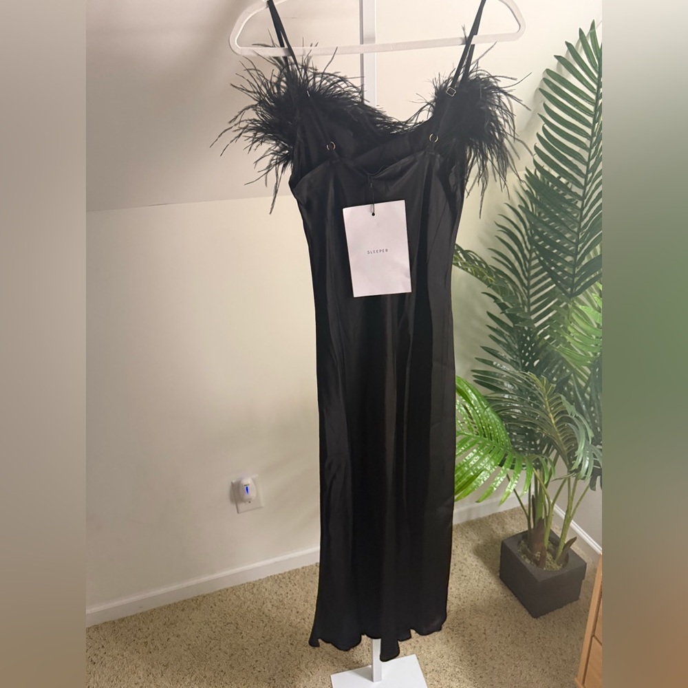 Sleeper Boheme Slip Dress with Ostrich Feathers - size XS - Picture 3 of 4